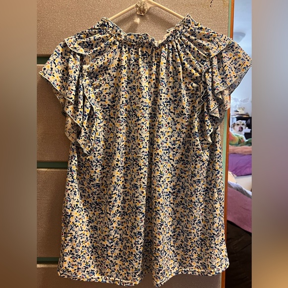 Blue, yellow and white floral top - Picture 2 of 4
